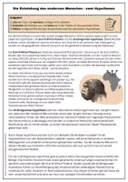 Vorschau - Arbeitsblätter - Menschliche Evolution: Die Entstehung des modernen Menschen (Out-of-africa und multiregionale Hypothese) - Deckblatt
