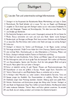 Vorschau - Arbeitsblätter - Stuttgart Lesetext mit Fragen + Lösungen Leseverstehen Wortspeicher didaktische Reserve Lesen Leseverständnis - Seite 3