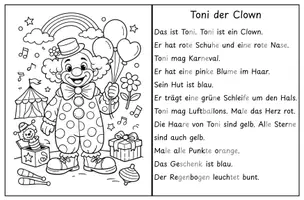 Vorschau - Arbeitsblätter - Karneval Fasching Lesen 1/2 - Toni der Clown - Seite 1