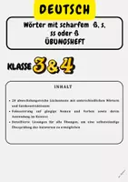 Vorschau - Arbeitsblätter - Wörter mit scharfem ß, s, ss oder ß Übungsheft - Klasse 3-4 - Deckblatt