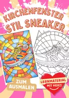 Vorschau - Arbeitsblätter - Pop Art Sneaker Kirchenfenster-Stil Ausmalbilder Material-Paket - Deckblatt