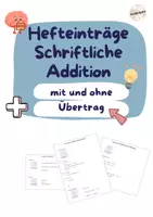 Vorschau - Poster - Hefteinträge Schriftliche Addition (mit und ohne Übertrag) - Deckblatt