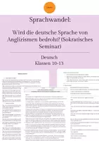 Vorschau - Arbeitsblätter - Sokratisches Seminar: Wird die deutsche Sprache von Anglizismen bedroht? - Deckblatt