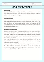 Vorschau - Arbeitsblätter - TikTok - Sachtext zum Lesen oder zum Hörverstehen - Deckblatt