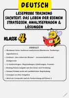 Vorschau - Arbeitsblätter - Leseprobe Training-Sachtext: Das Leben der Bienen Strategien, Analysefragen & Lösungen - Klasse 4 - Deckblatt