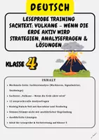 Vorschau - Arbeitsblätter - Leseprobe Training Sachtext: Vulkane – Wenn die Erde aktiv wird Strategien, Analysefragen & Lösungen - Klasse 4 - Deckblatt