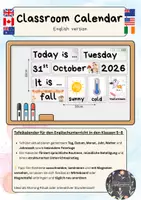 Vorschau - Interaktives Material - Classroom Calendar English version - Tafelkalender - Seite 1