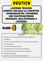 Vorschau - Arbeitsblätter - Leseprobe Training Sachtext: Der Wald als Ökosystem – Nahrungsketten, Stockwerke und Schutzfunktionen Strategien, Analysefragen & Lösungen - Klasse 4 - Deckblatt