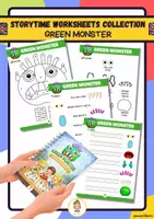 Vista previa - Hojas de trabajo - GREEN MONSTER STORYTIME WORKSHEETS COLLECTION - Portada