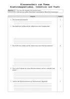 Vorschau - Klassenarbeiten - Klassenarbeit Induktion, Elektromagnet und Transformator - Deckblatt