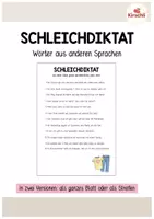 Vorschau - Arbeitsblätter - Schleichdiktat: Wörter aus anderen Sprachen - Deckblatt