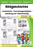 Vorschau - Arbeitsblätter - Bildgeschichte Eislaufplatz – Schreiben lernen ab Klasse 2 | Lückentexte, Zuordnungsaufgaben & Leseübungen - Deckblatt