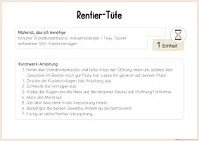 Vorschau - Mal- und Bastelvorlagen - Rentier-Tüte | Verpackung | Kunst im Winter (Klasse 1-4) - Seite 3