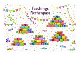 Vorschau - Arbeitsblätter - Rechenpass für die Winterferien Faschingsedition - Seite 1