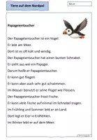 Vorschau - Arbeitsblätter - Tiere auf dem Nordpol - Papageientaucher Lesen und Malen - Deckblatt