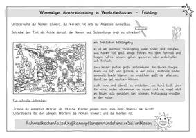 Vorschau - Arbeitsblätter - Frühling: Wimmeliges Abschreibtraining in Wortartenhausen (3-fach diff.) - Deutsch - Kl. 3/4 - Seite 2