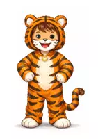 Vorschau - Mal- und Bastelvorlagen - Karneval - Fasching - Kostüm - TIGER (Bildkarte) - Seite 1