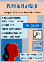 Vorschau - Arbeitsblätter - Kurzgeschichte: "Physikklausur" (Franziska Dittert) | Themen: Selbstfindung, Leistungsdruck | mit differenzierten Aufgaben | LÖSUNGEN | Klasse 10-11 - Deckblatt