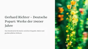 Vorschau - Präsentationen/Tafelbilder - Gerhard Richter und Deutsche Pop Art (1960s) | Unterrichtspräsentation zur Fotomalerei, Popart und Capitalist Realism - Deckblatt