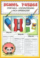 Vorschau - Arbeitsblätter - Story walk "school things" - Lesespaziergang - Englisch - differenziert - Deckblatt