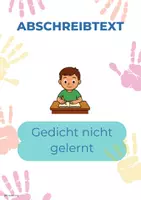 Vorschau - Arbeitsblätter - Gedicht nicht gelernt - Abschreibtext zur Reflexion - Deckblatt