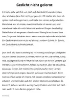 Vorschau - Arbeitsblätter - Gedicht nicht gelernt - Abschreibtext zur Reflexion - Seite 1