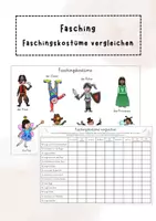 Vorschau - Arbeitsblätter - Fasching: Faschingskostüme vergleichen - Deckblatt