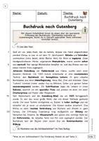 Vorschau - Arbeitsblätter - Buchdruck Gutenberg: Lesetraining und Lesestrategien (differenziert) - Seite 1