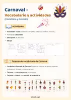 Vista previa - Hojas de trabajo - Vocabulario + Actividades Carnaval (cast/cat) + Adaptación - Portada