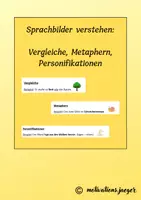 Vorschau - Arbeitsblätter - Sprachbilder verstehen: Vergleiche, Metaphern, Personifikationen - Deckblatt