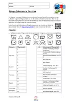 Vorschau - Arbeitsblätter - Pflege-Etiketten in Textilien - Arbeitsblatt mit Erklärvideo - Seite 1