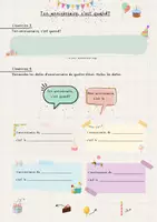 Vorschau - Arbeitsblätter - Anniversaire - Zahlen, Monate, Fragen Geburtstag - Seite 1