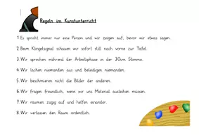 Vorschau - Merkblätter - Regeln Kunstunterricht in klein und passender Verhaltensvertrag - Seite 2