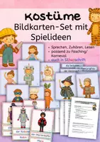 Vorschau - Stundenentwürfe - Kostüme – Bild- und Wortkarten mit Spielideen - Fasching/ Karneval - Deckblatt
