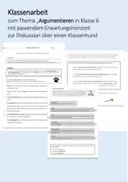 Vorschau - Klassenarbeiten - Klassenarbeit Argumentieren Klasse 6 mit EWH - Schulhund - Deckblatt