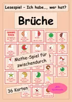 Vorschau - Stundenentwürfe - Lesespiel Brüche - Ich habe, wer hat...? (Kopfrechenphase, Mathespiel für zwischendurch) - Deckblatt