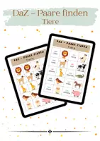 Vorschau - Fördermaterial/Inklusion - TIERE: Paare finden (Legespiel) | DaZ & DaF | Grundschule | Deutsch als Zweitsprache - Deckblatt