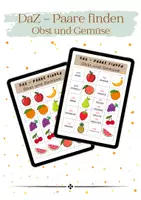 Vorschau - Spiele - OBST UND GEMÜSE: Paare finden (Legespiel) | DaZ & DaF | Grundschule | Deutsch als Zweitsprache - Deckblatt