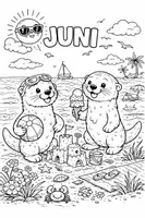 Vorschau - Mal- und Bastelvorlagen - Ausmalbilder Otter Jahr, Monate und Feste - Seite 1