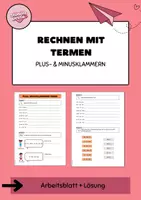 Vorschau - Arbeitsblätter - Plus- & Minusklammern bei Termen - Deckblatt
