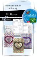Vorschau - Mal- und Bastelvorlagen - 3D Herzen mit Karomuster: Schritt für Schritt Anleitung - Deckblatt