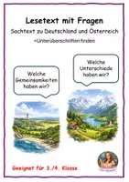 Vorschau - Arbeitsblätter - Lesetext Deutschland und Österreich mit Fragen - Deckblatt