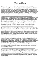 Vorschau - Arbeitsblätter - Lesetext Pferd und Pony mit Fragen - Seite 1