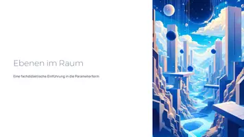 Vorschau - Unterrichtsreihen - Ebenen im Raum – Parameterform verstehen | Präsentation Analytische Geometrie Mathematik Sek II - Deckblatt