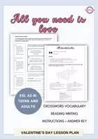 Vista previa - Hojas de trabajo - All you need is Love ESL Teens- Adults Valentine's Day - Portada