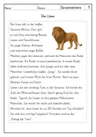 Vorschau - Arbeitsblätter - Lesen: Savannentiere - Leseverstehen - Seite 1