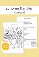 Vorschau - Mal- und Bastelvorlagen - Zuhören und malen (Karneval) - Deckblatt