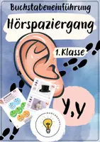 Vorschau - Arbeitsblätter - Buchstabeneinführung Y - Buchstabe Y - Hörspaziergang Y mit Differenzierung - Deckblatt