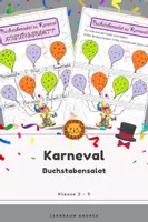 Vorschau - Arbeitsblätter - Buchstabensalat – Buchstaben ordnen & Wörter schreiben | Arbeitsblatt Deutsch Klasse 2 | Karneval/Fasching - Deckblatt