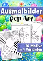 Vorschau - Mal- und Bastelvorlagen - Pop Art Ausmalbilder - Karneval | Fasching - Deckblatt
